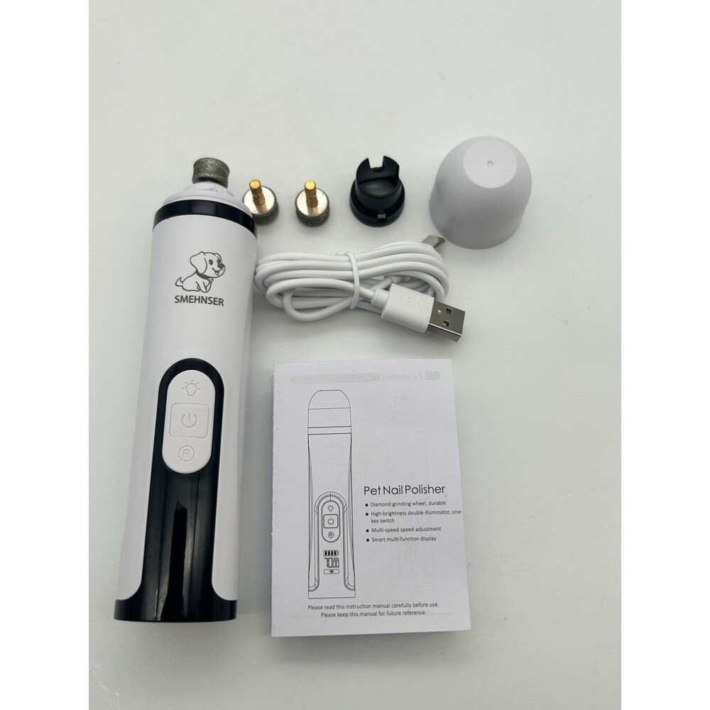 SMEHNSER Pet Nail Grinder Rechargeable Dog Cat Nail Trimmer USB Quiet Grooming